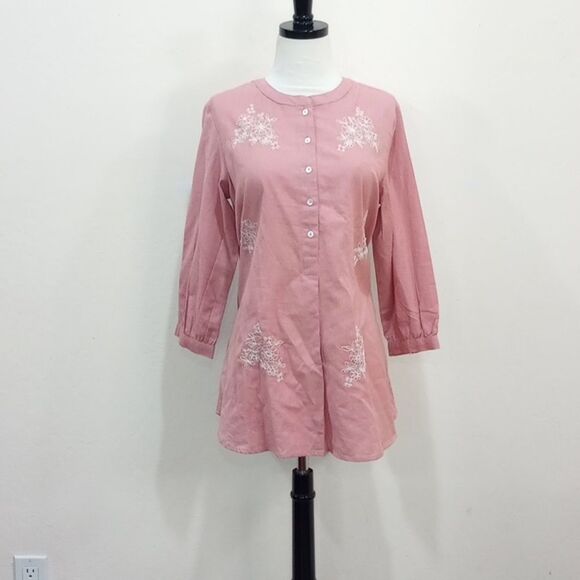 NEW! Akkriti by Pantaloons Embroidered Mandarin Collar Kurti Tunic Blouse - L - Picture 3 of 8